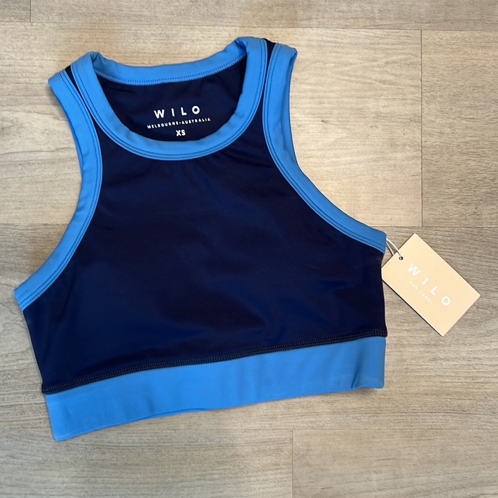 Wilo Tennis Sports Bra, Navy/ Cobalt, size XS NWT - Picture 2 of 4
